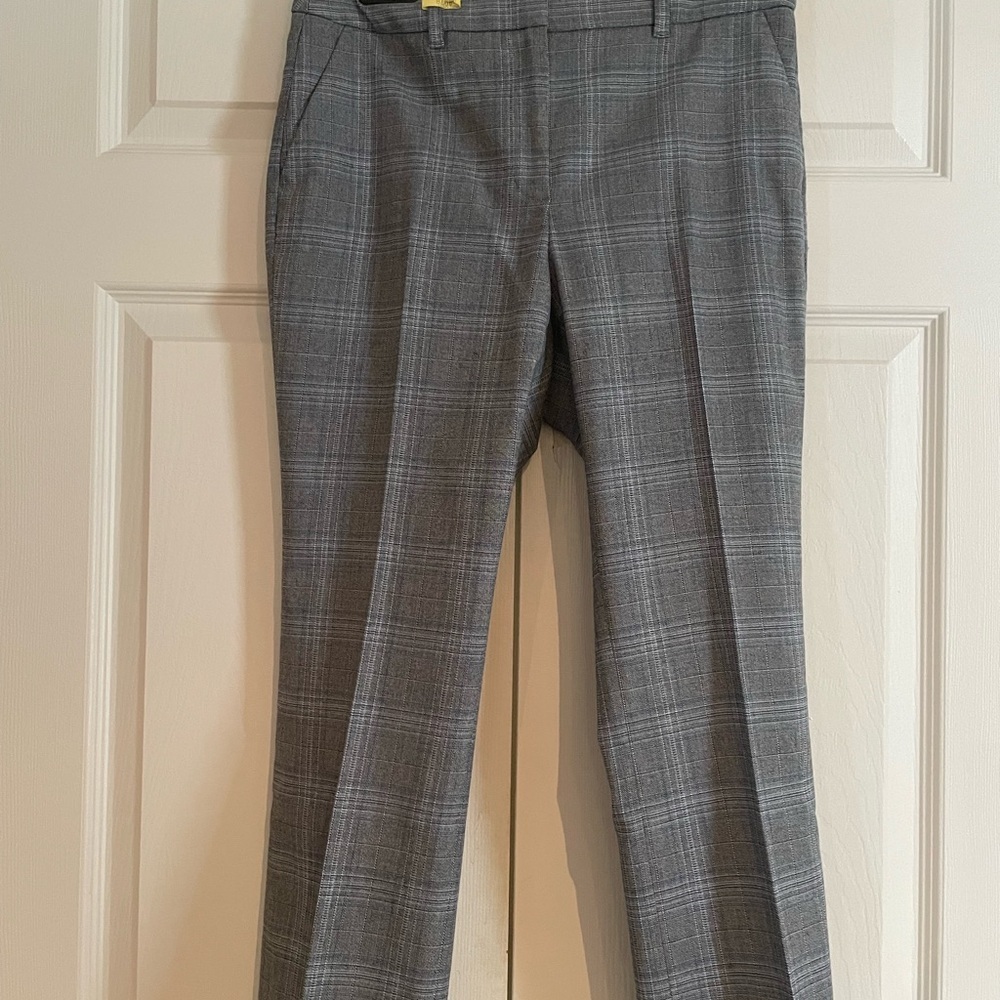 White House Black Market Gray Plaid Trousers